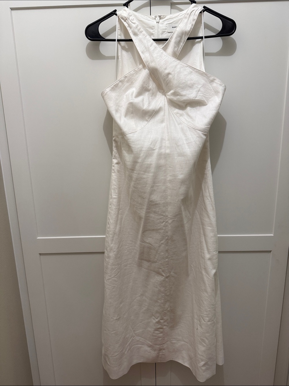 Banana Republic White Cross-Front Midi Dress